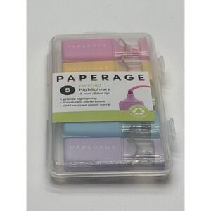 Paperage Recycled Pastel Highlighters 5 Pack Chisel Tip Eco Friendly 80762 NEW